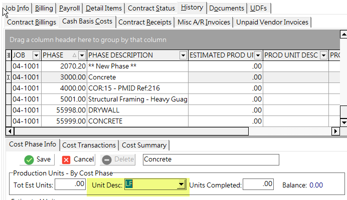 JC - ProdUnityByCostPhase - UOM