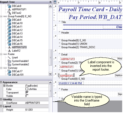 Example of the Group Footer Variable